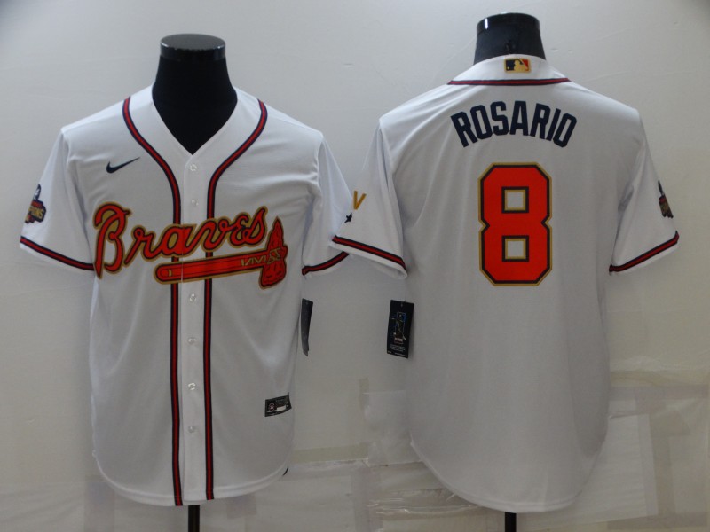 Men's Atlanta Braves Eddie Rosario #8 White Jersey